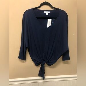 Studio JPR Blue Long Sleeve Knotted Hem Blouse Size M NWT
